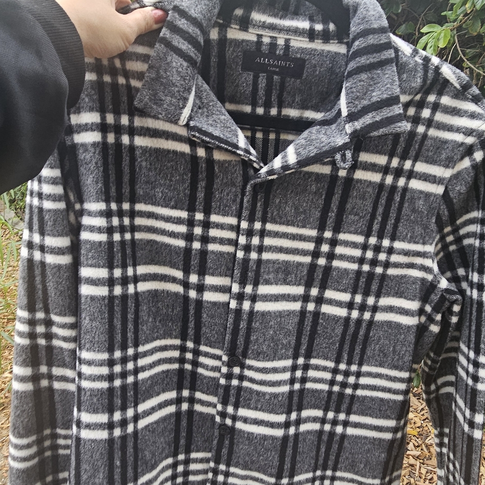 AllSaints Black & White Monochrome Shirt Jacket